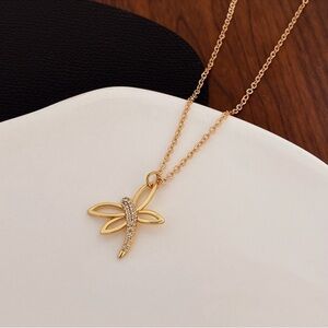 Elegant Gold Color Dragonfly Pendant Necklace